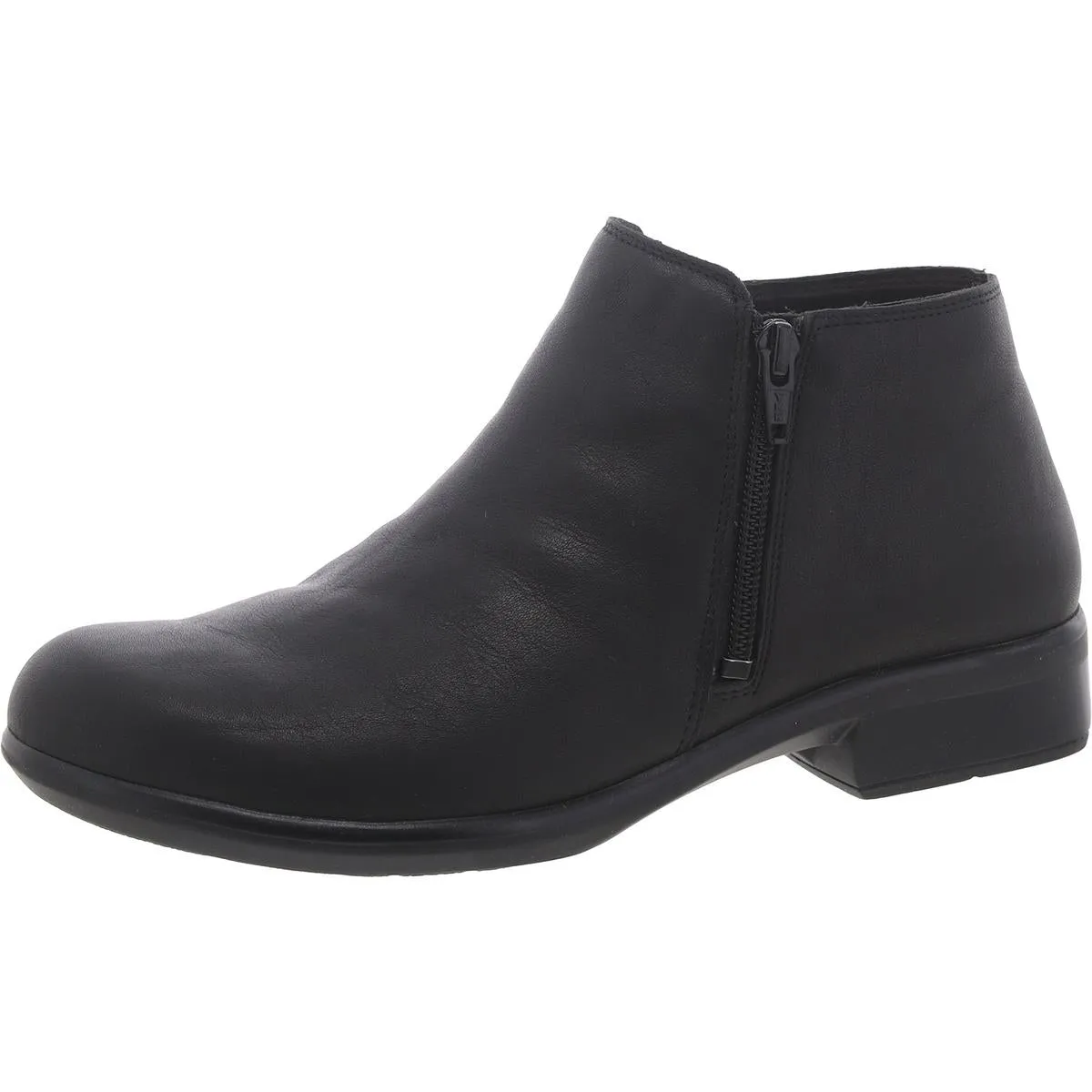 Helm Womens Leather Block Heel Ankle Boots