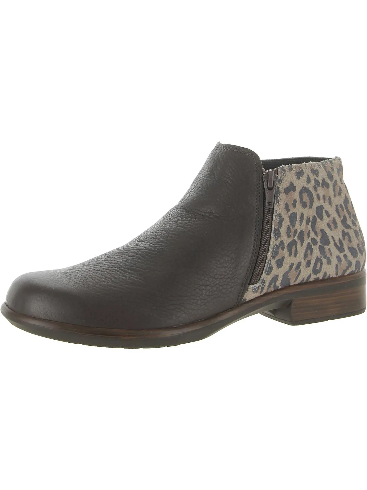 Helm Womens Leather Block Heel Ankle Boots