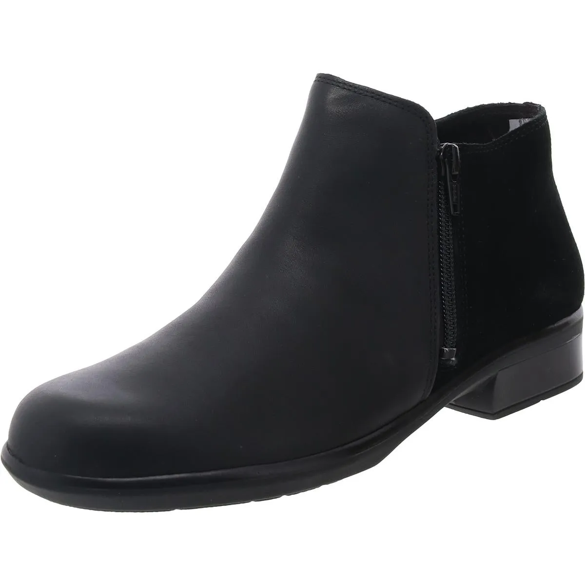 Helm Womens Leather Block Heel Ankle Boots
