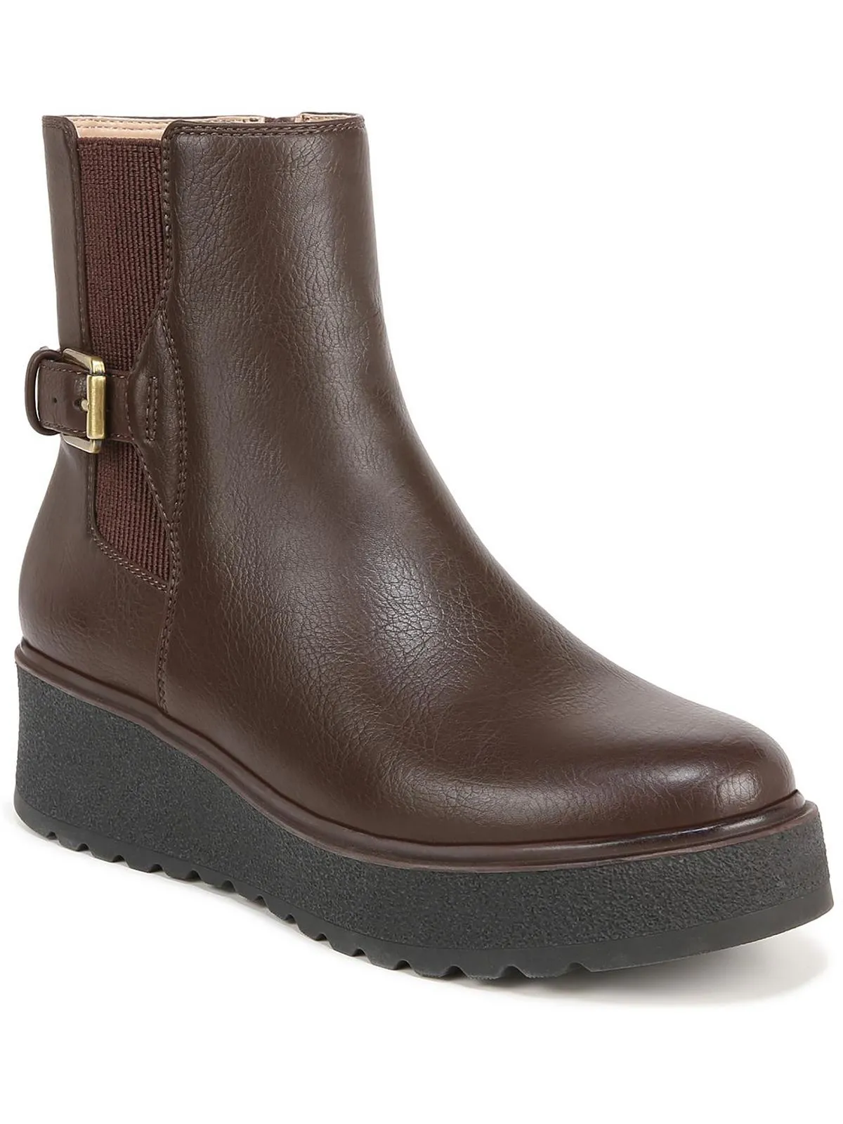 Jayda Womens Faux Leather Buckle Chelsea Boots