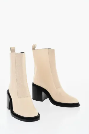 Jil Sander Leather Bootie With Stretchy Insert Heel 8 Cm
