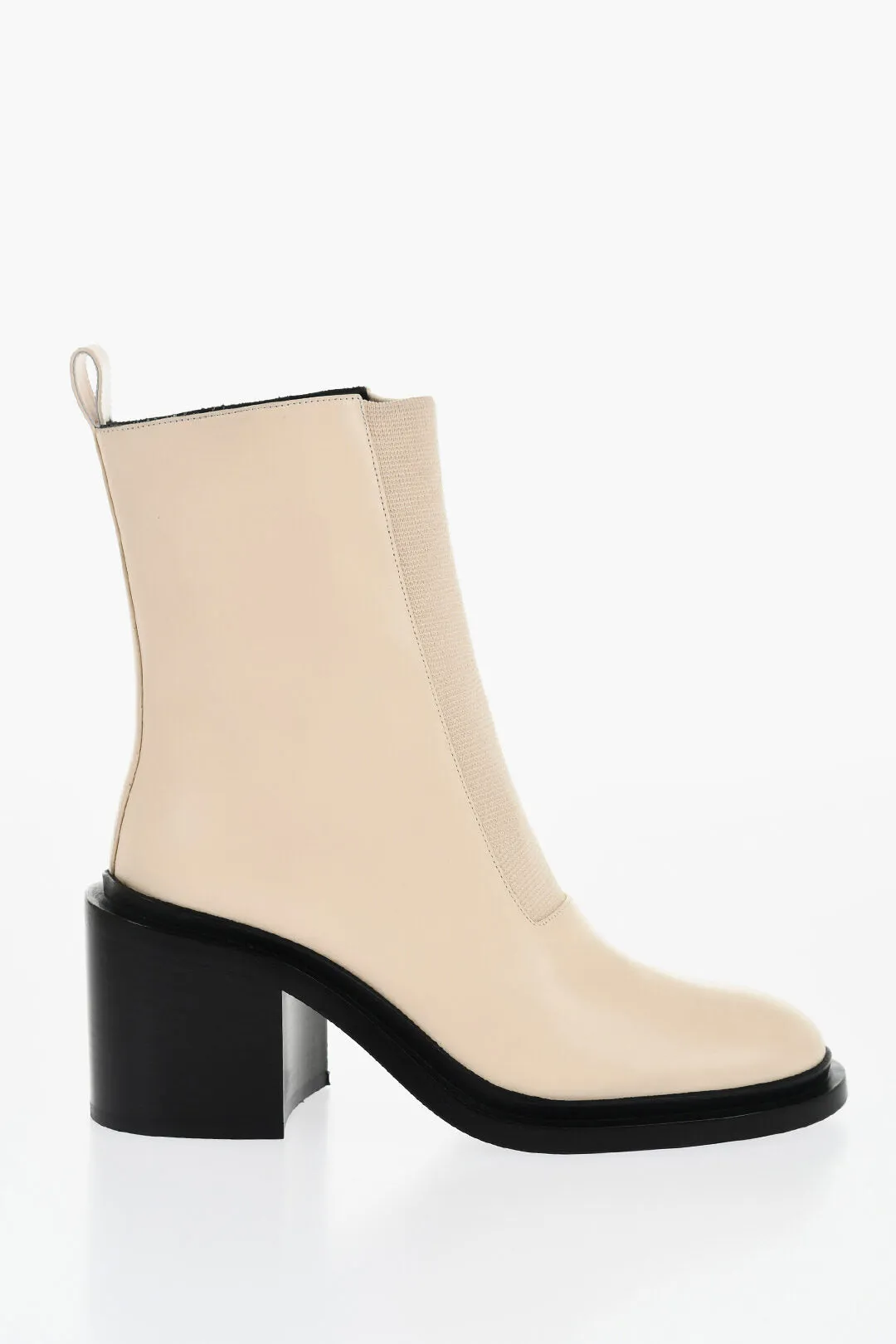 Jil Sander Leather Bootie With Stretchy Insert Heel 8 Cm