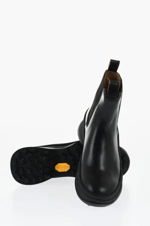 Jil Sander Leather Chelsea Booties With Vibram Sole