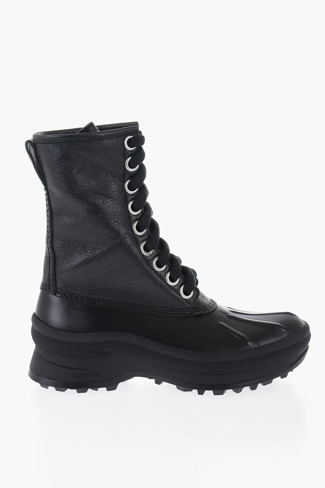 Jil Sander Leather Combat Boots With Vibram Sole