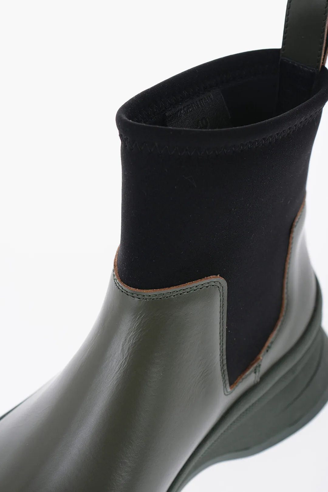 Jil Sander Leather Low Boots With Neoprene Insert