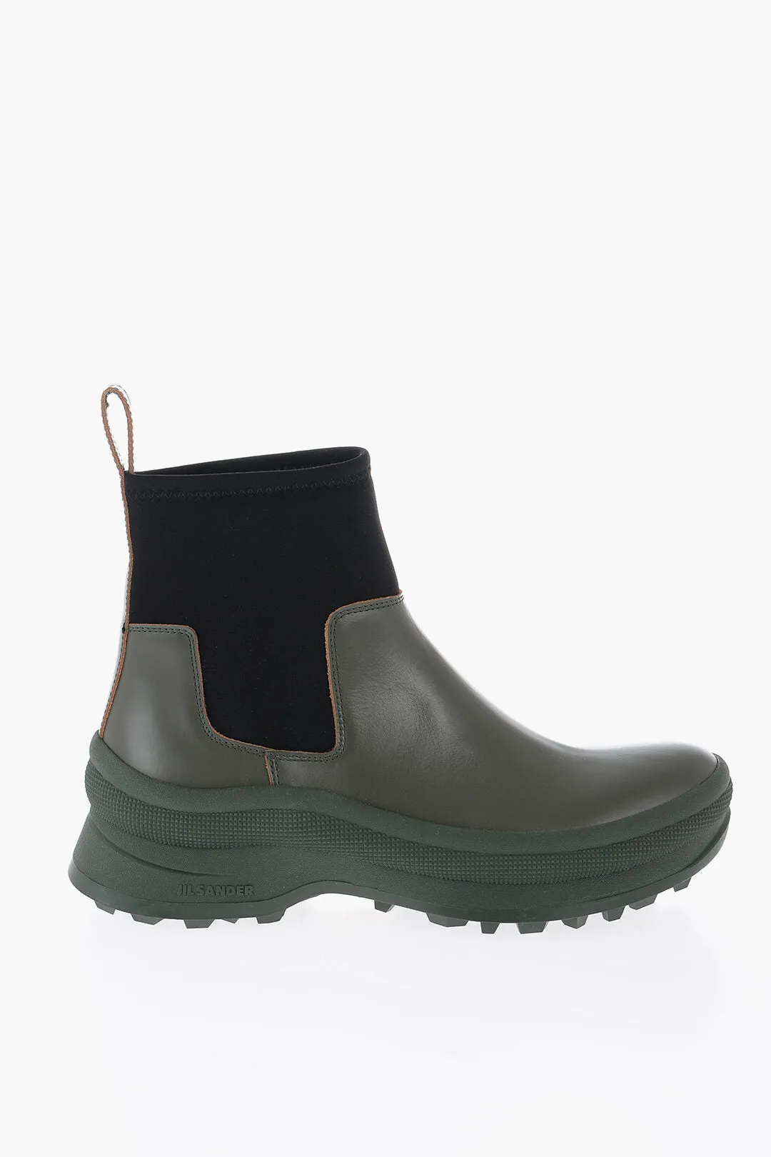 Jil Sander Leather Low Boots With Neoprene Insert