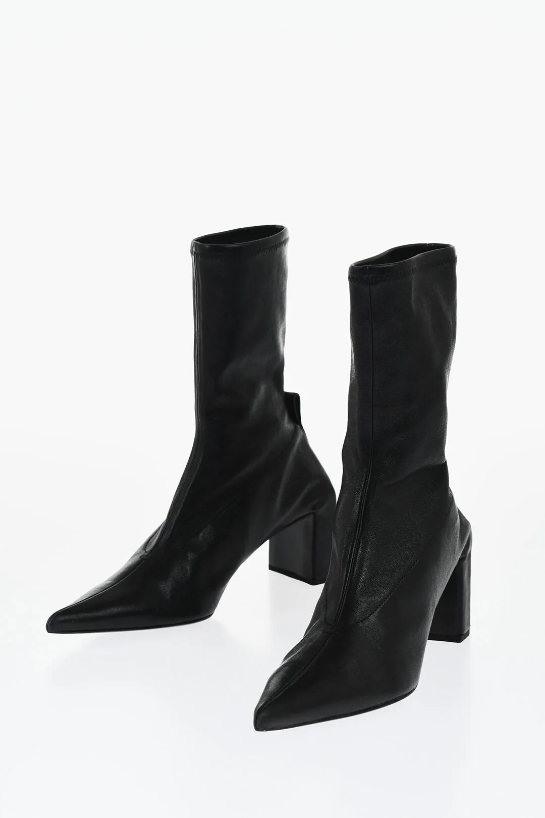 Jil Sander Pointed Leather Booties Heel 7 Cm