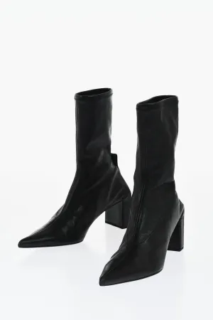 Jil Sander Pointed Leather Booties Heel 7 Cm