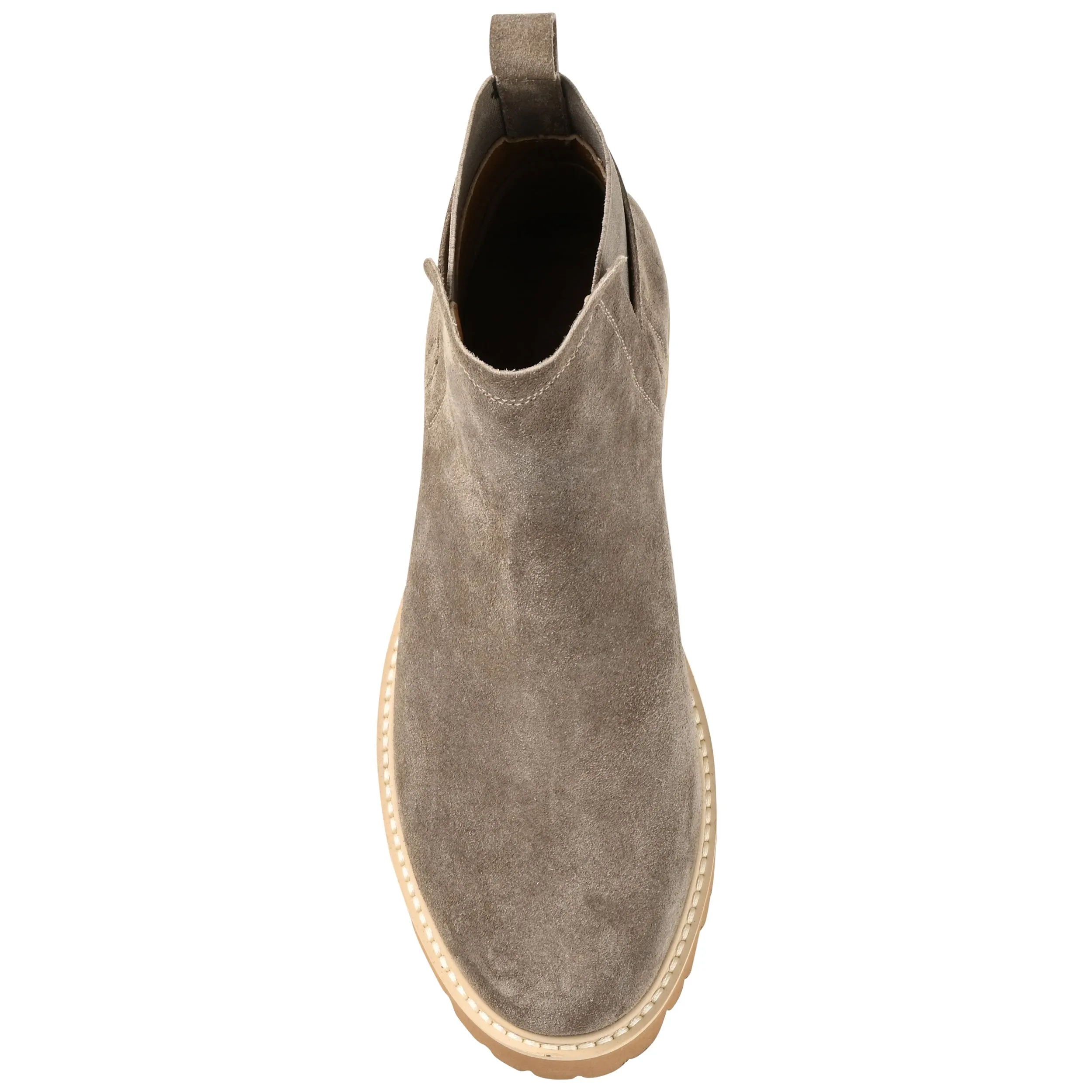 Journee Signature Womens Genuine Leather Bristol Round Toe Block Heel Chelsea Booties