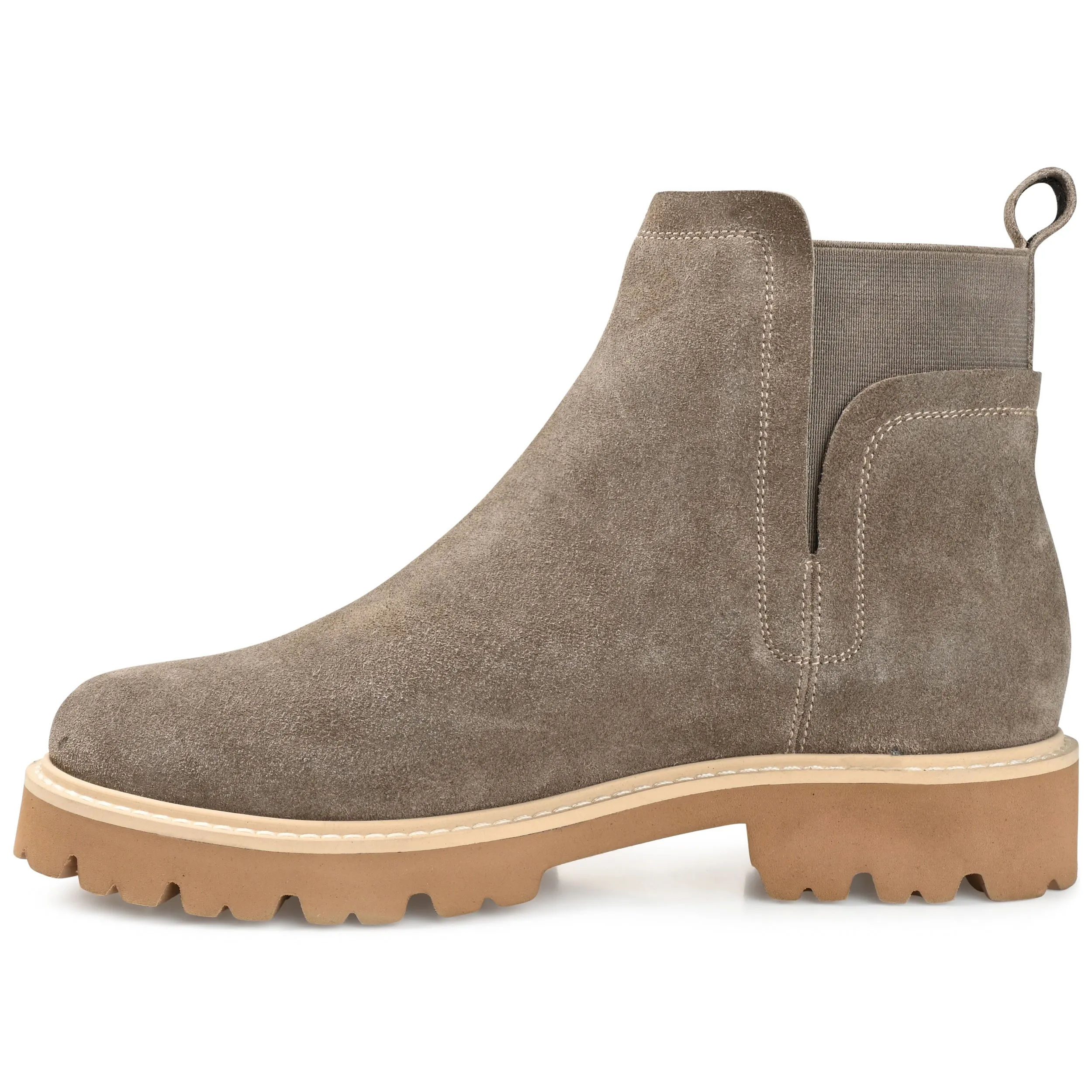 Journee Signature Womens Genuine Leather Bristol Round Toe Block Heel Chelsea Booties