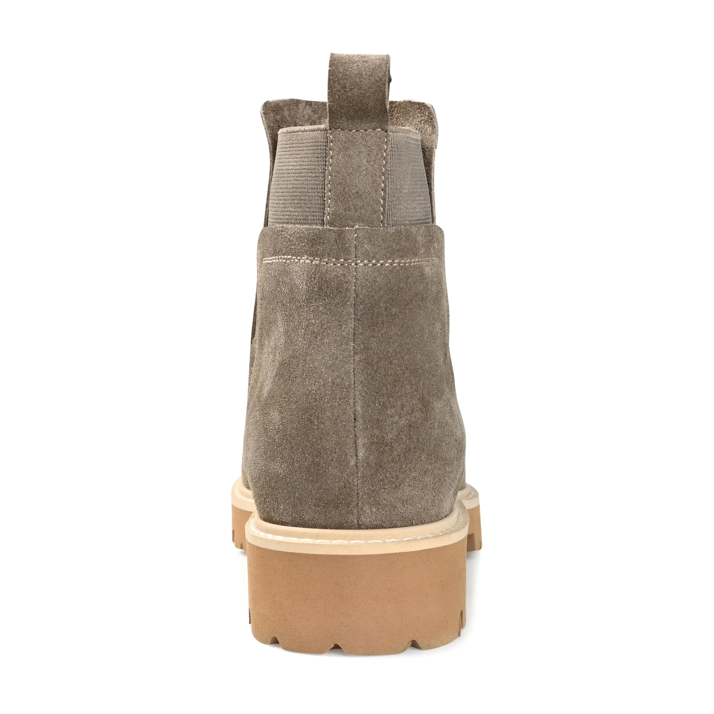 Journee Signature Womens Genuine Leather Bristol Round Toe Block Heel Chelsea Booties