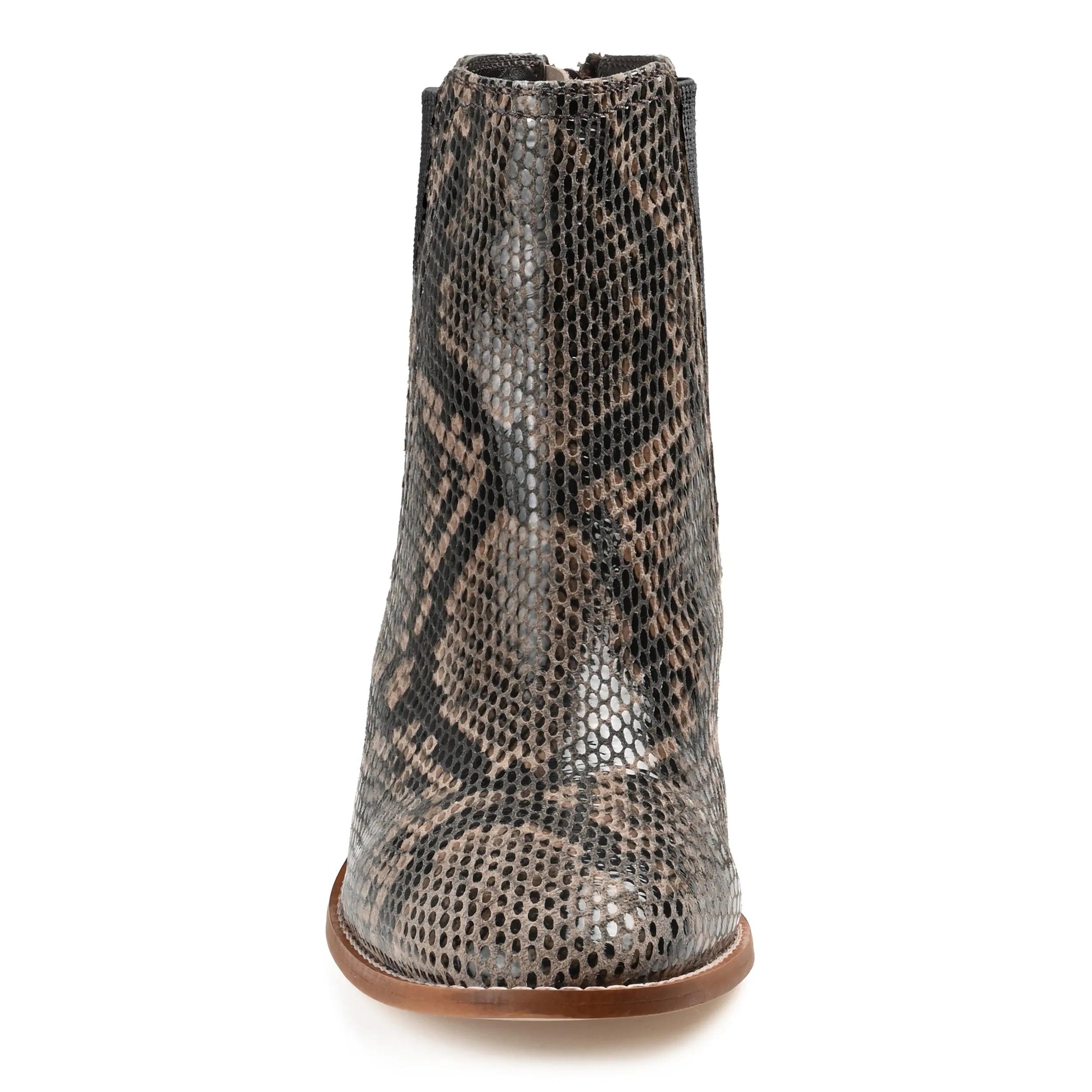 Journee Signature Womens Genuine Leather Tazlyn Round Toe Stacked Chelsea Booties