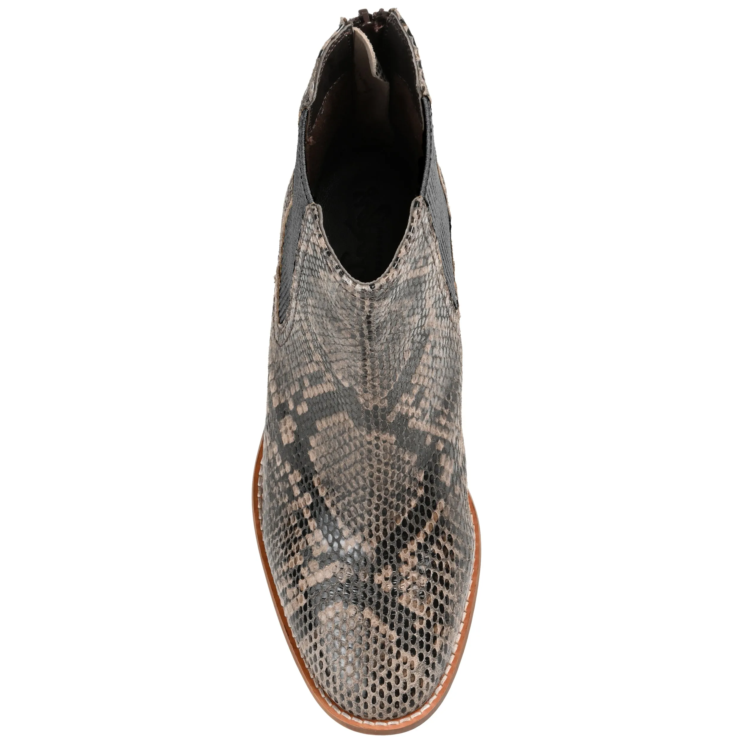 Journee Signature Womens Genuine Leather Tazlyn Round Toe Stacked Chelsea Booties