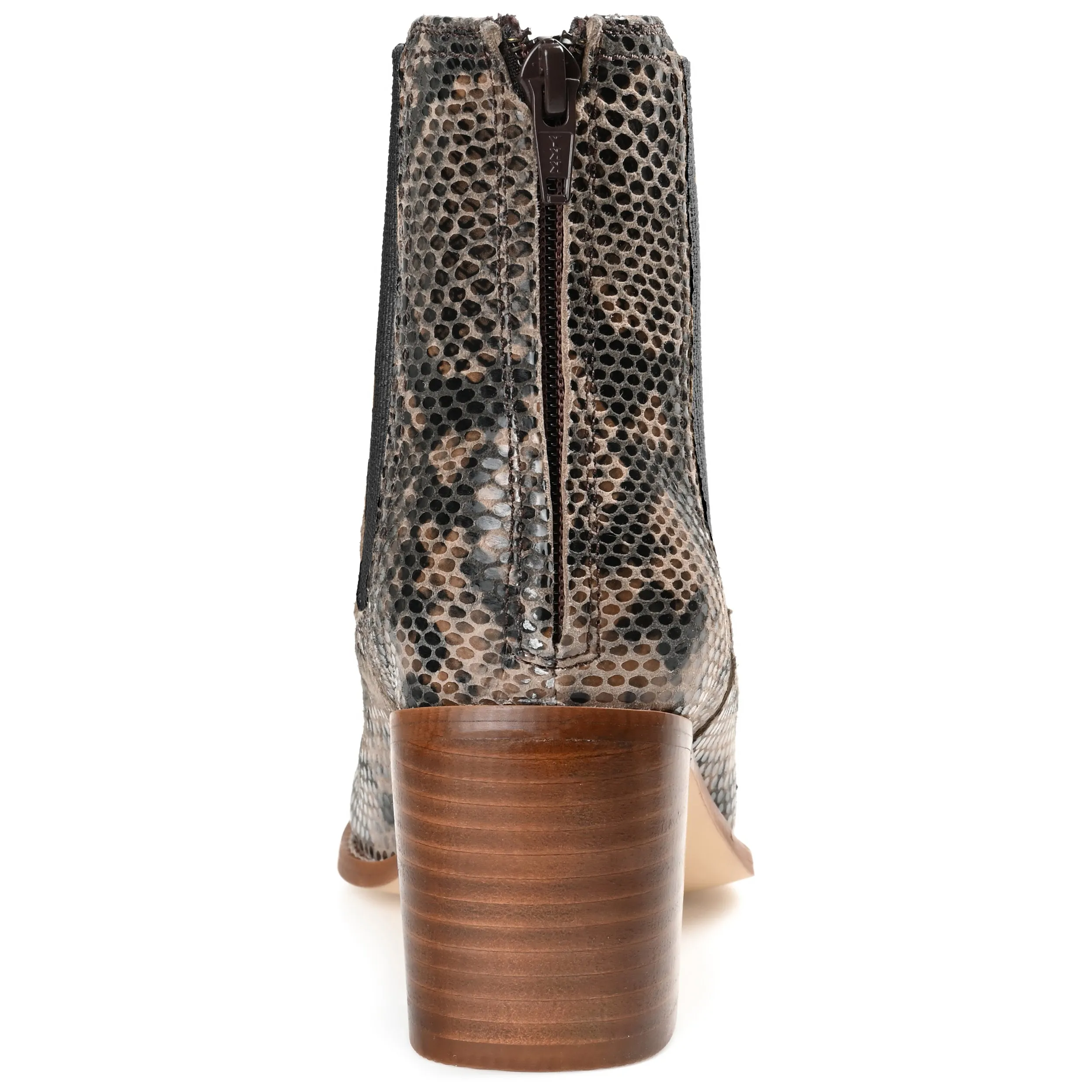 Journee Signature Womens Genuine Leather Tazlyn Round Toe Stacked Chelsea Booties