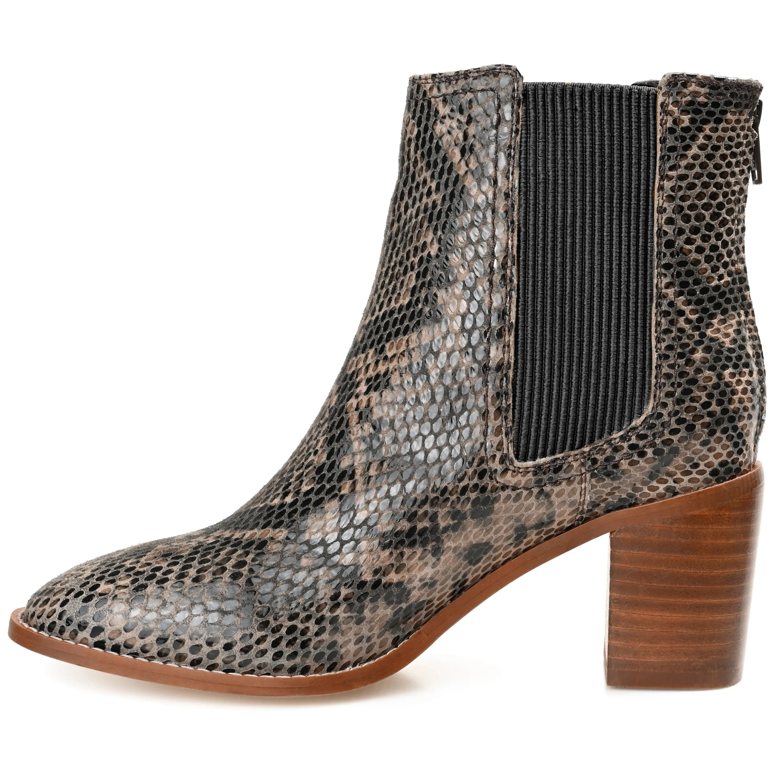 Journee Signature Womens Genuine Leather Tazlyn Round Toe Stacked Chelsea Booties