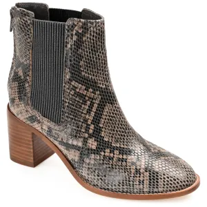 Journee Signature Womens Genuine Leather Tazlyn Round Toe Stacked Chelsea Booties
