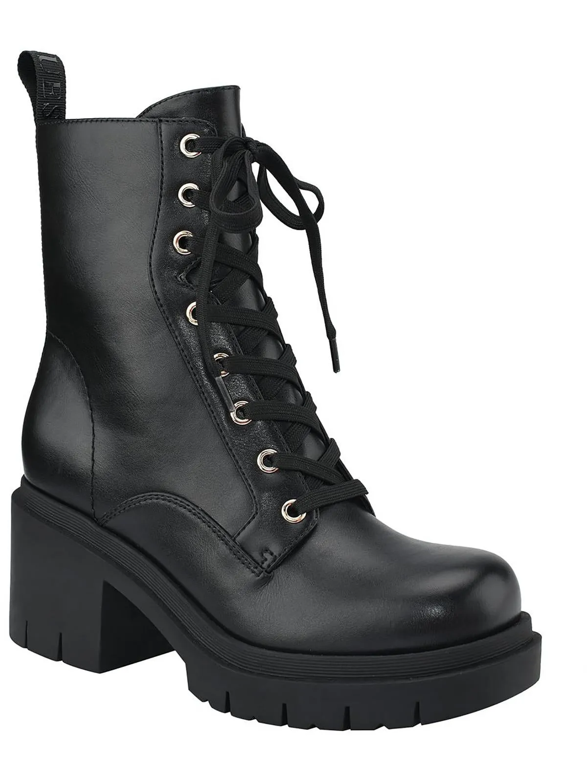 JUEL Womens Faux Leather Lugged Sole Ankle Boots