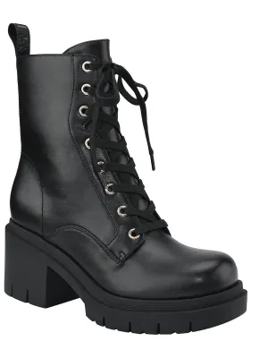 JUEL Womens Faux Leather Lugged Sole Ankle Boots