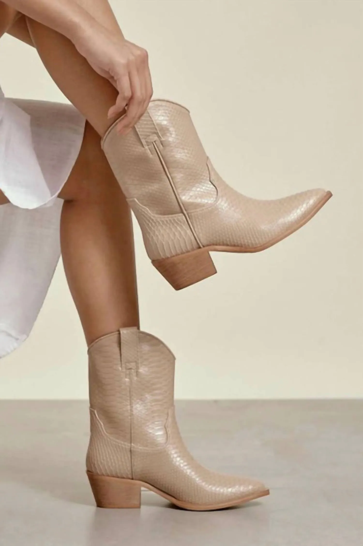 Karlie Western Boots In Taupe