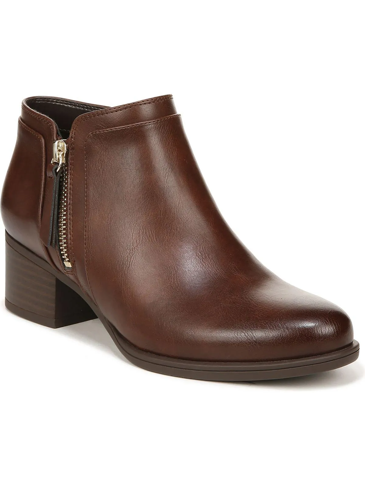 Karol Womens Faux Leather Side-Zip Ankle Boots
