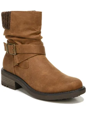 Katie Womens Zipper Block Heel Ankle Boots