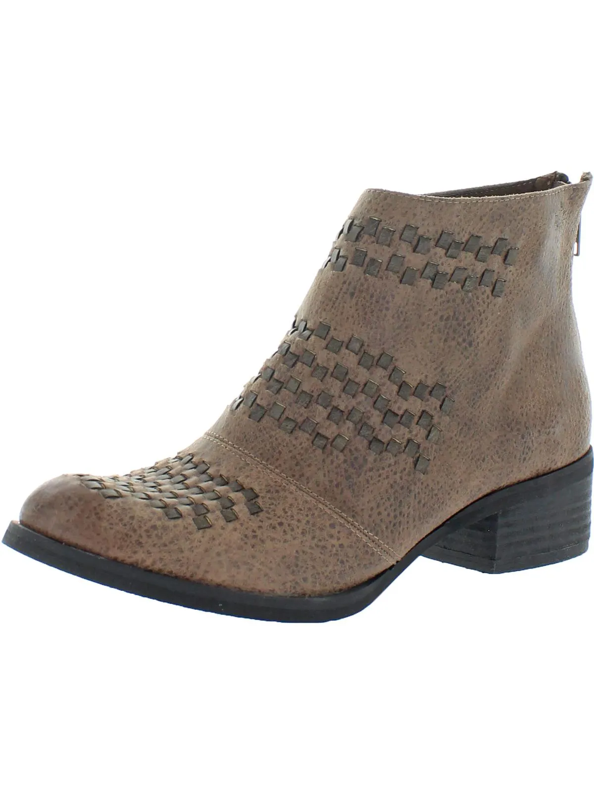 Kyla Womens Faux Leather Block Heel Ankle Boots