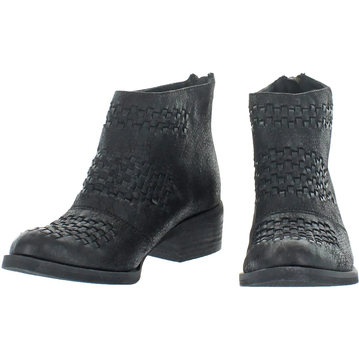 Kyla Womens Faux Leather Block Heel Ankle Boots