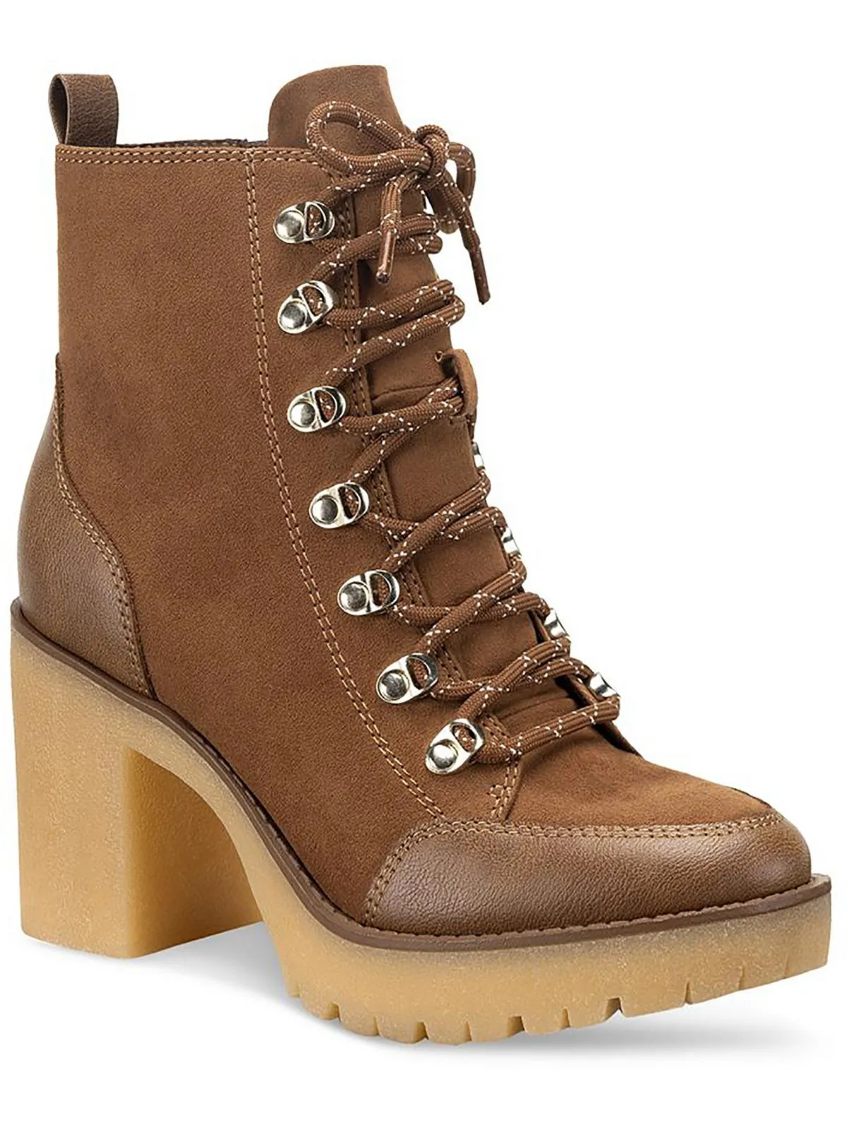 Lennonn Womens Microsuede Ankle Combat & Lace-up Boots