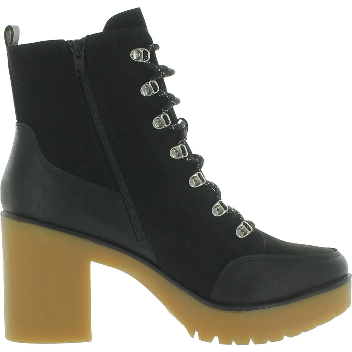 Lennonn Womens Microsuede Ankle Combat & Lace-up Boots