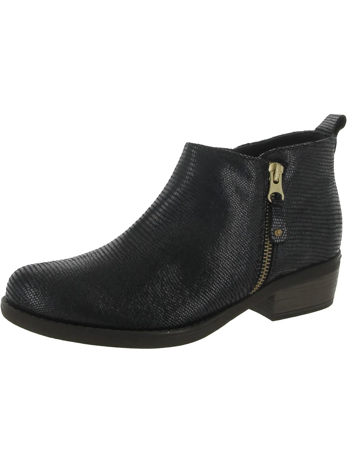 London Womens Leather Stacked Heel Booties