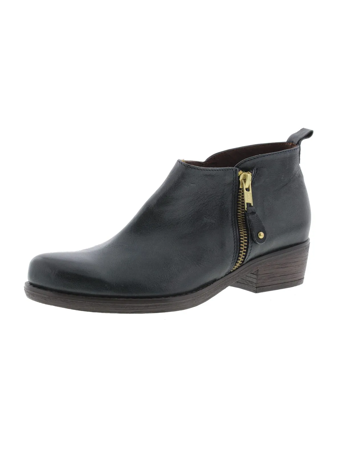London Womens Leather Stacked Heel Booties