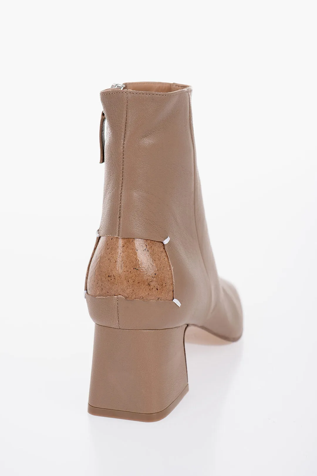 Maison Margiela Leather Booties With Cut-Out Detail Heel 6 Cm