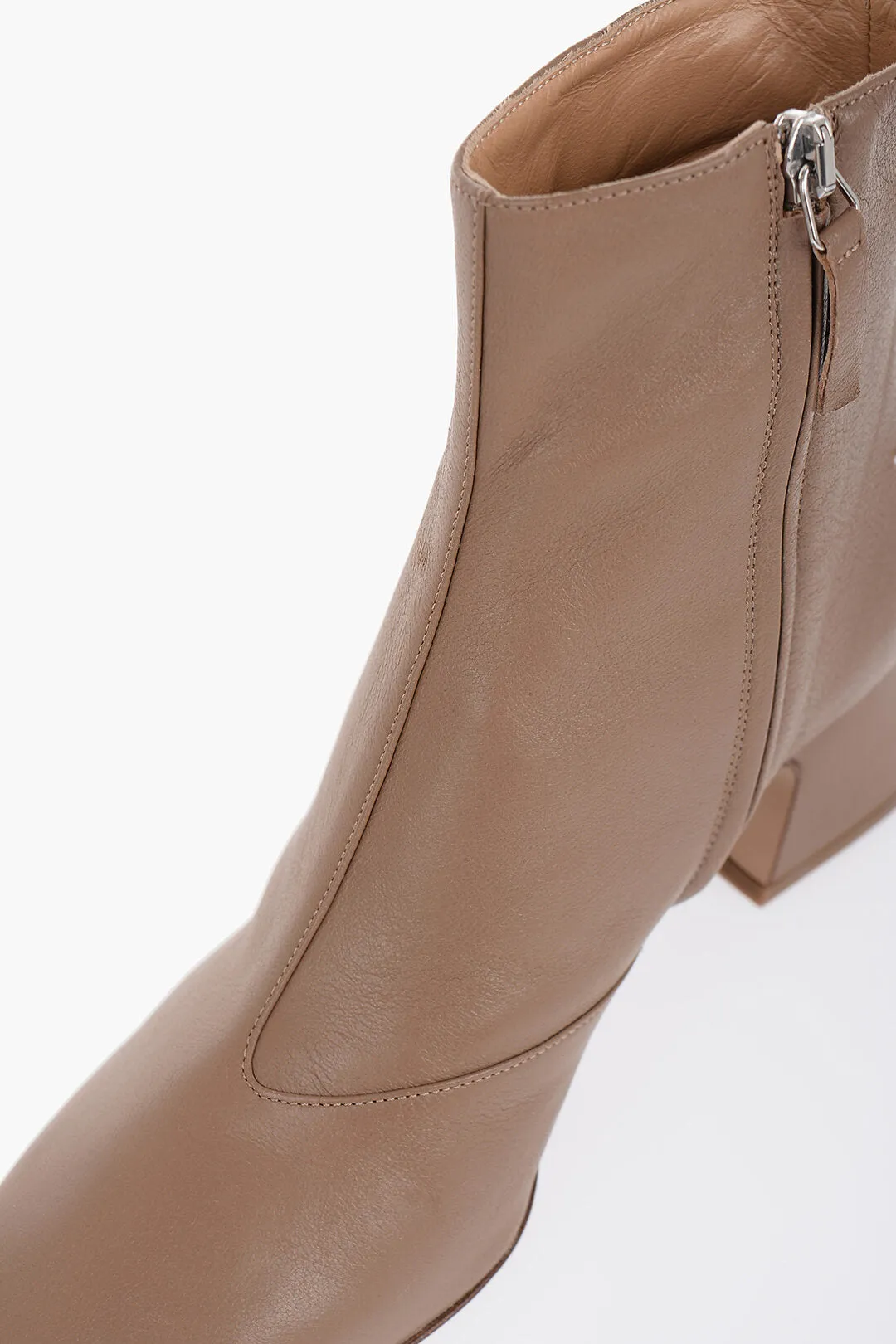 Maison Margiela Leather Booties With Cut-Out Detail Heel 6 Cm