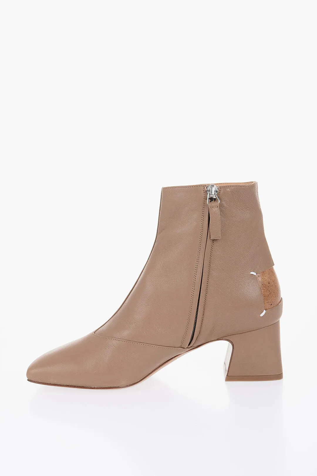 Maison Margiela Leather Booties With Cut-Out Detail Heel 6 Cm