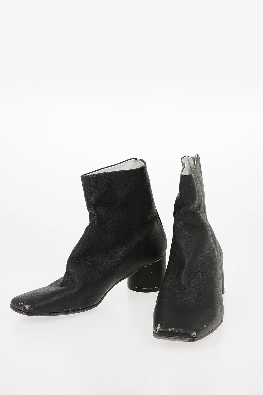 Maison Margiela Mm6 Vintage Effect Leather Ankle Boots