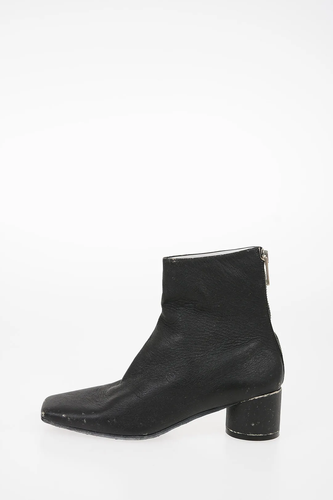 Maison Margiela Mm6 Vintage Effect Leather Ankle Boots