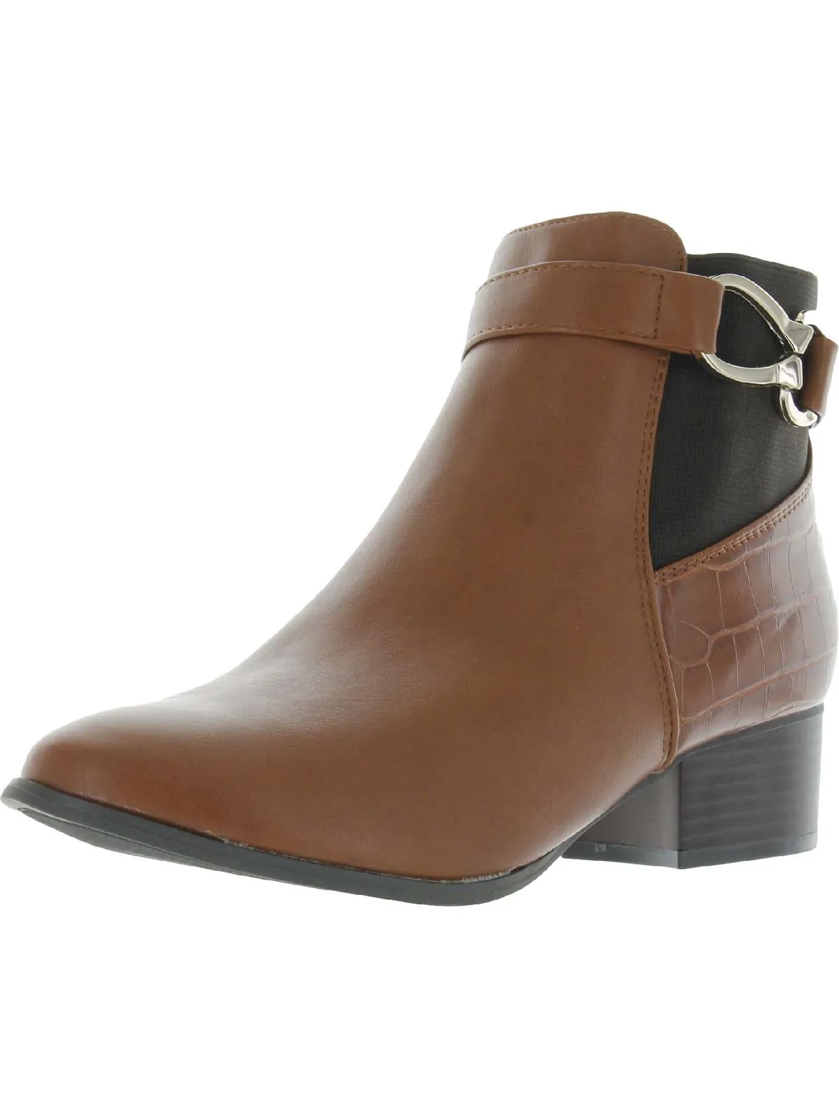 Nadine Womens Block Heel Leather Ankle Boots
