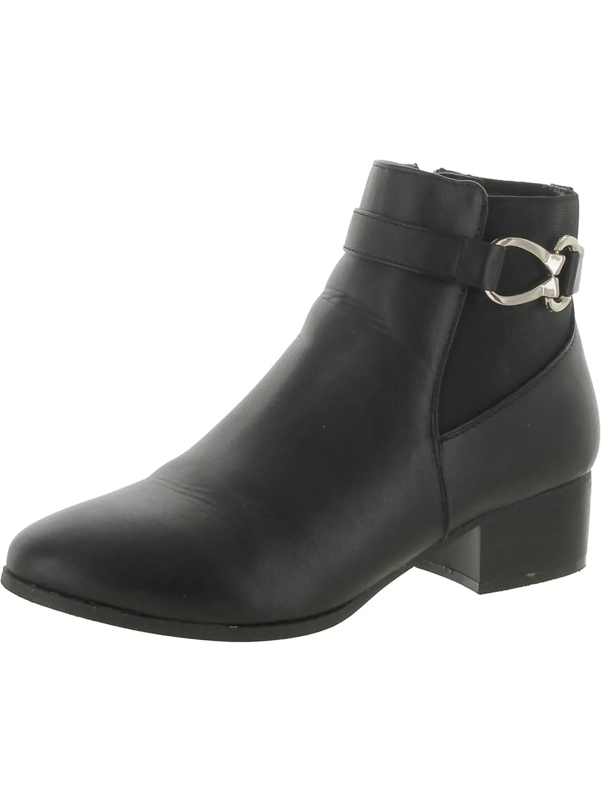 Nadine Womens Faux Leather Block Heel Ankle Boots