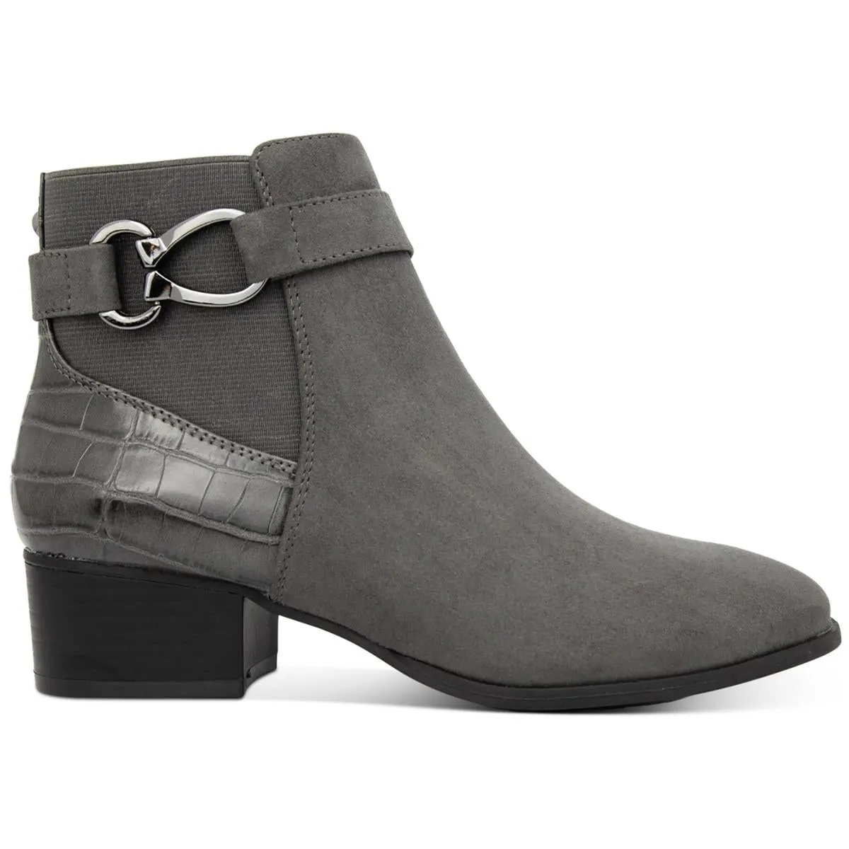Nadine Womens Faux Leather Block Heel Ankle Boots