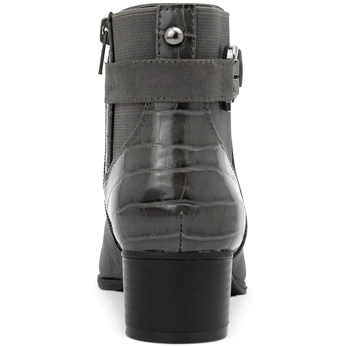 Nadine Womens Faux Leather Block Heel Ankle Boots