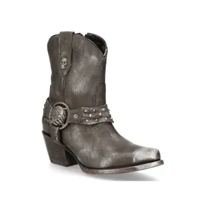 New Rock Black Leather Pointed Cowboy Boots- WSTM005-S1