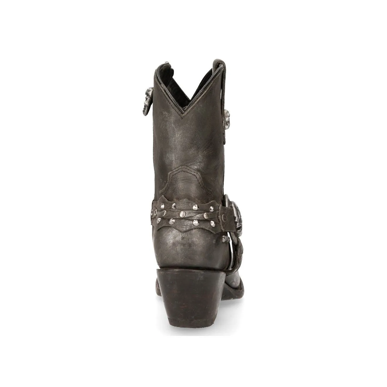 New Rock Black Leather Pointed Cowboy Boots- WSTM005-S1