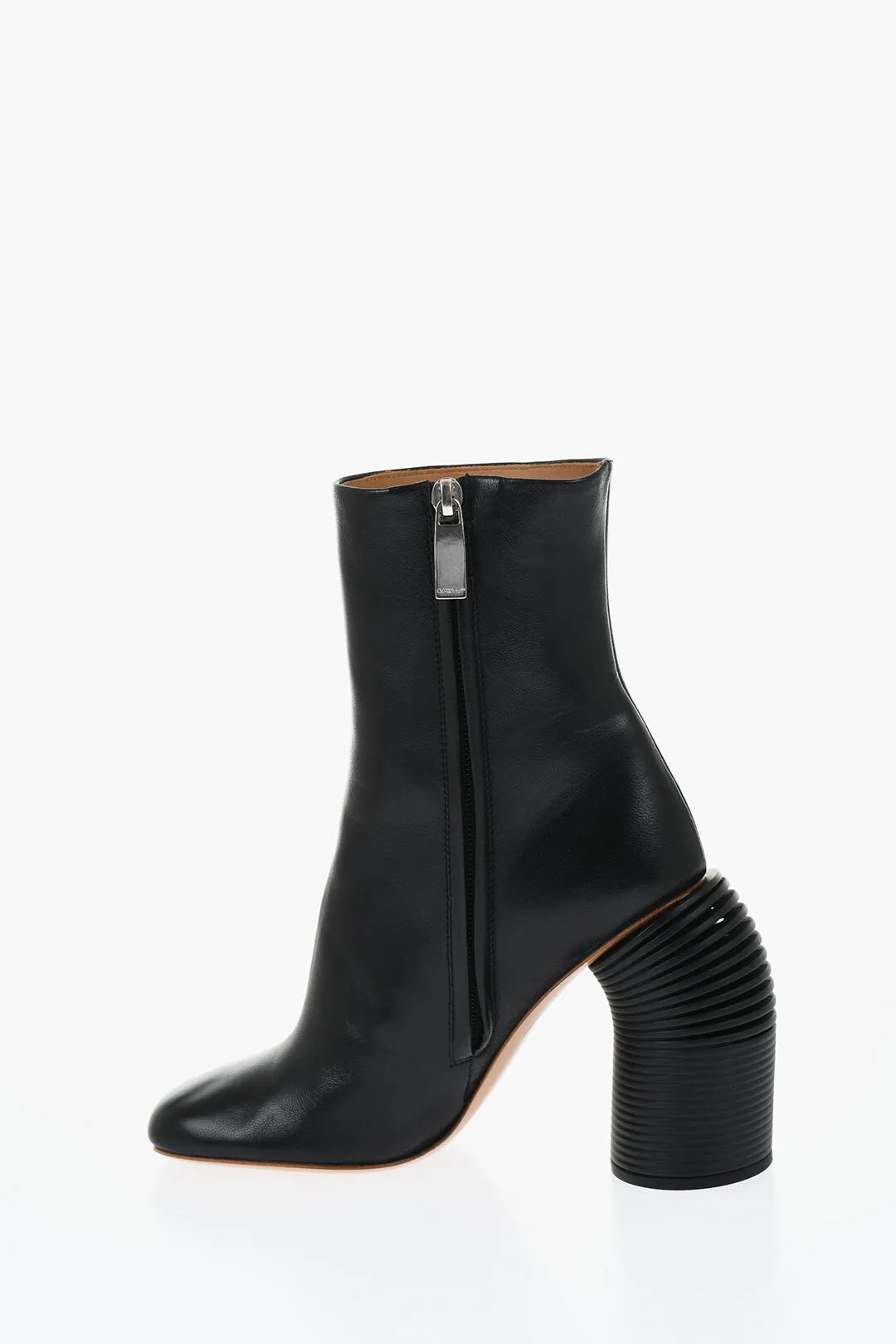 Off-White Leather Spring Booties Statement Heel 11 Cm