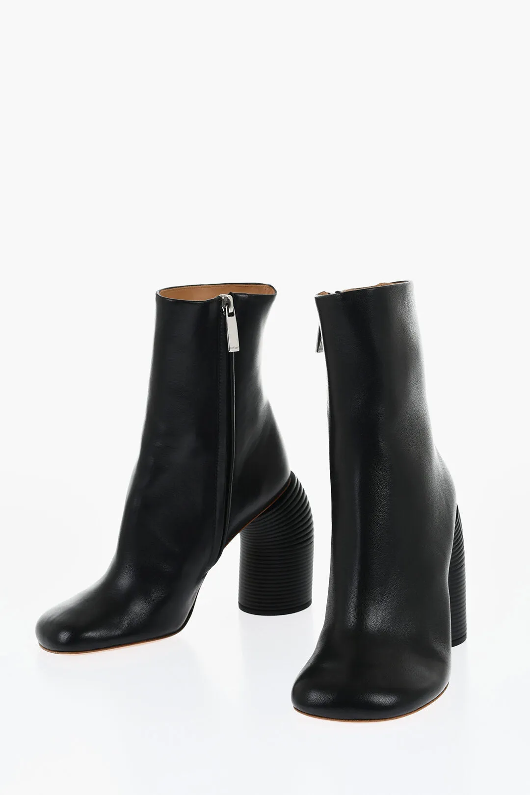 Off-White Leather Spring Booties Statement Heel 11 Cm