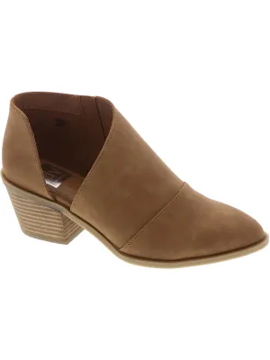 Omiss Womens Faux Leather Cut-Out Ankle Boots