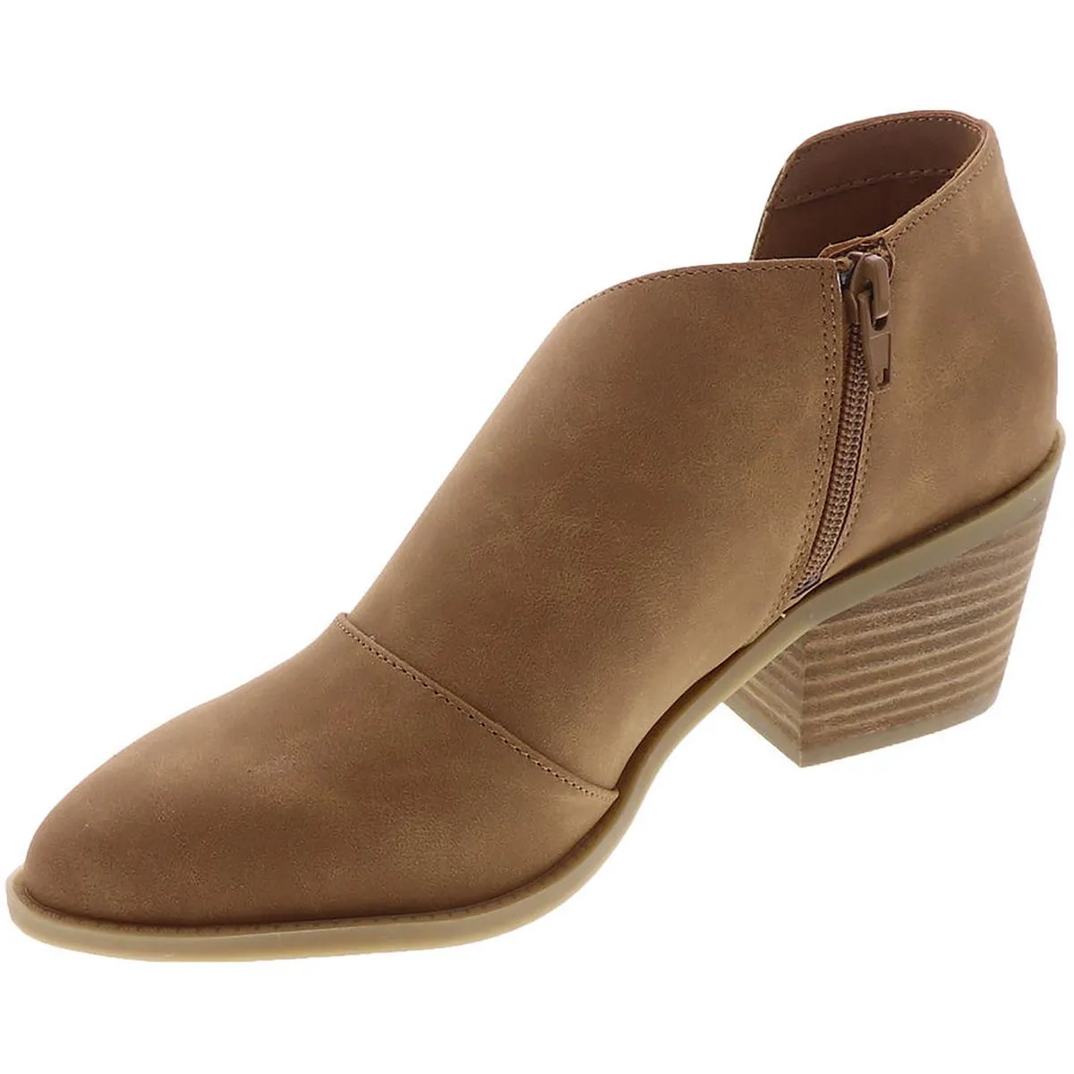 Omiss Womens Faux Leather Cut-Out Ankle Boots