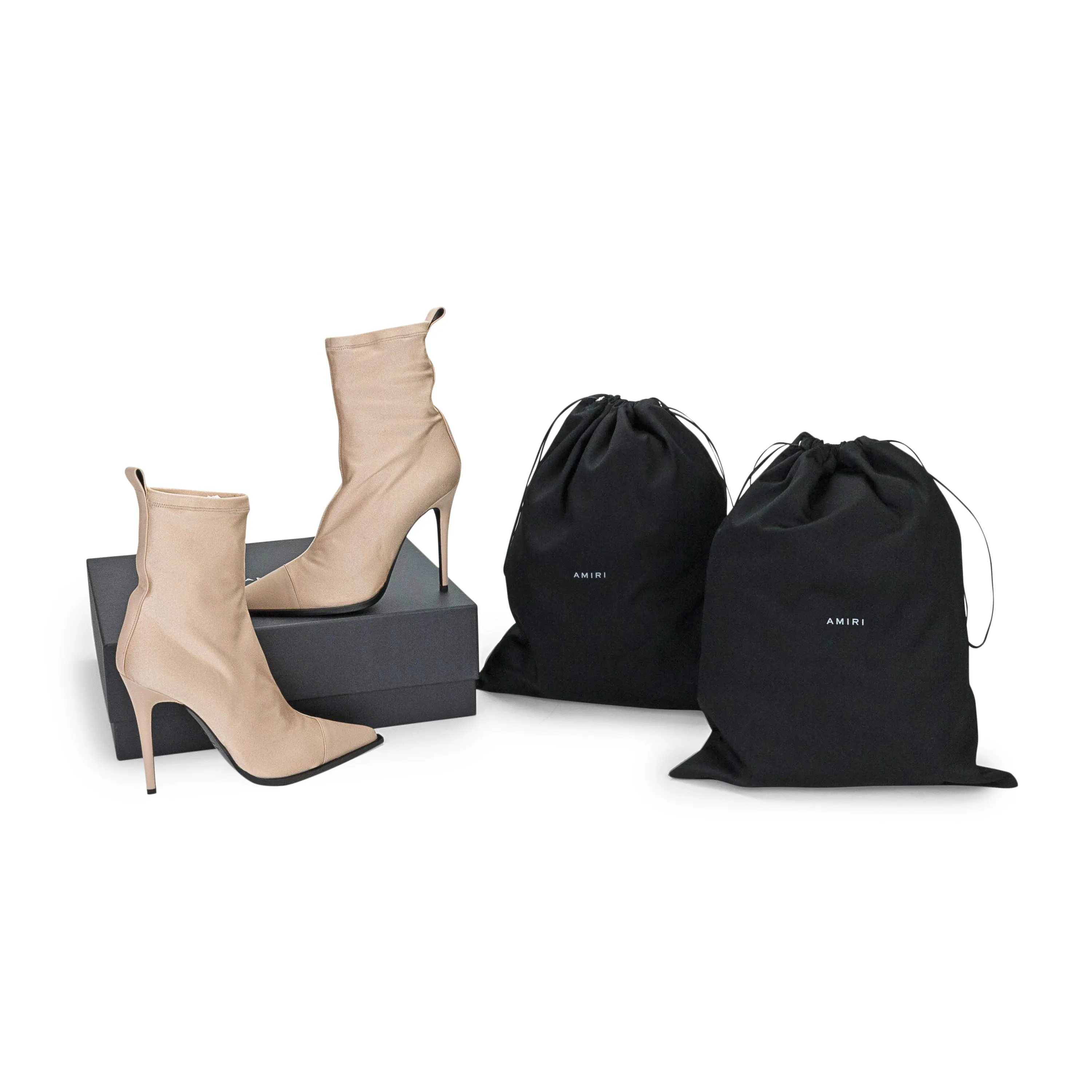 POINTY TOE 90MM HEEL ECRU BOOTIE