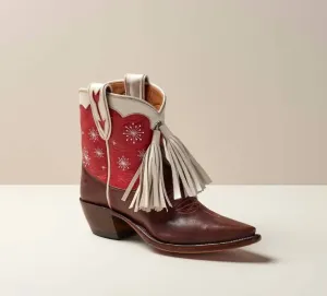Preloved Women's Little B Shorty Boot With Fringe In Brown