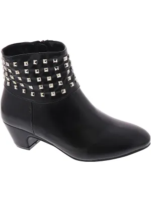 Presley Womens Faux Leather Studded Ankle Boots