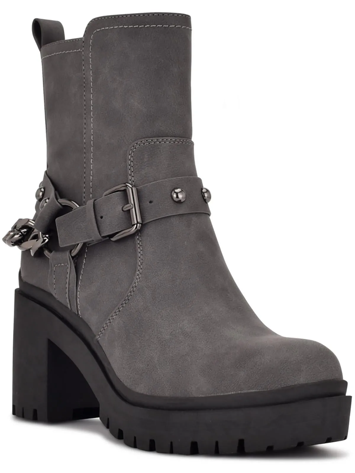 Quilip Womens Faux Leather Embellished Booties